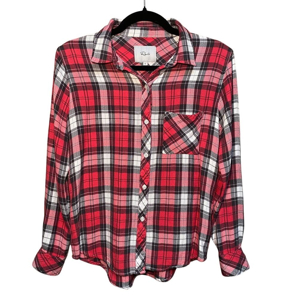 Rails - Plaid Long Sleeve Button Up Shirt Red White - Size S